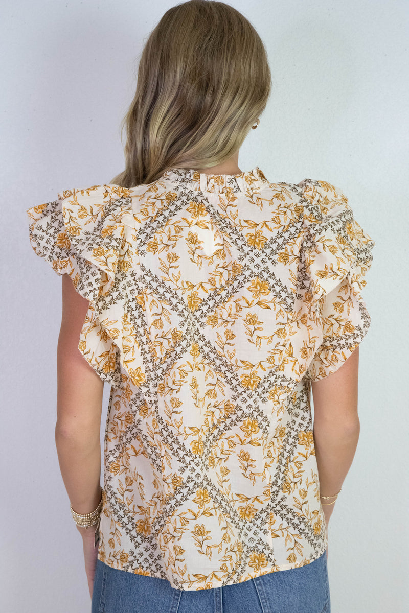 Bellamy Pintuck Detailed Blouse, Natural Multi