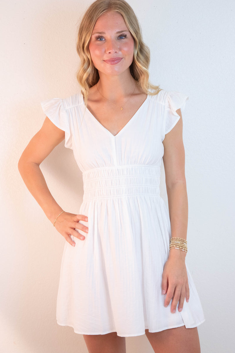 Lainey Solid Mini Dress, White