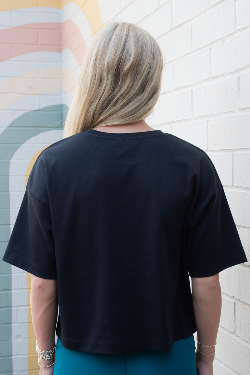 Cool Cotton Boxy Tee, Classic Black | SPANX