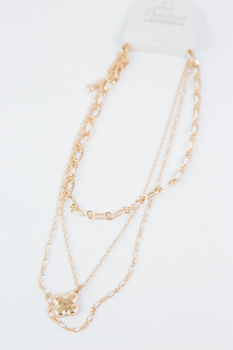 Talia Clover Layered Necklace, Gold