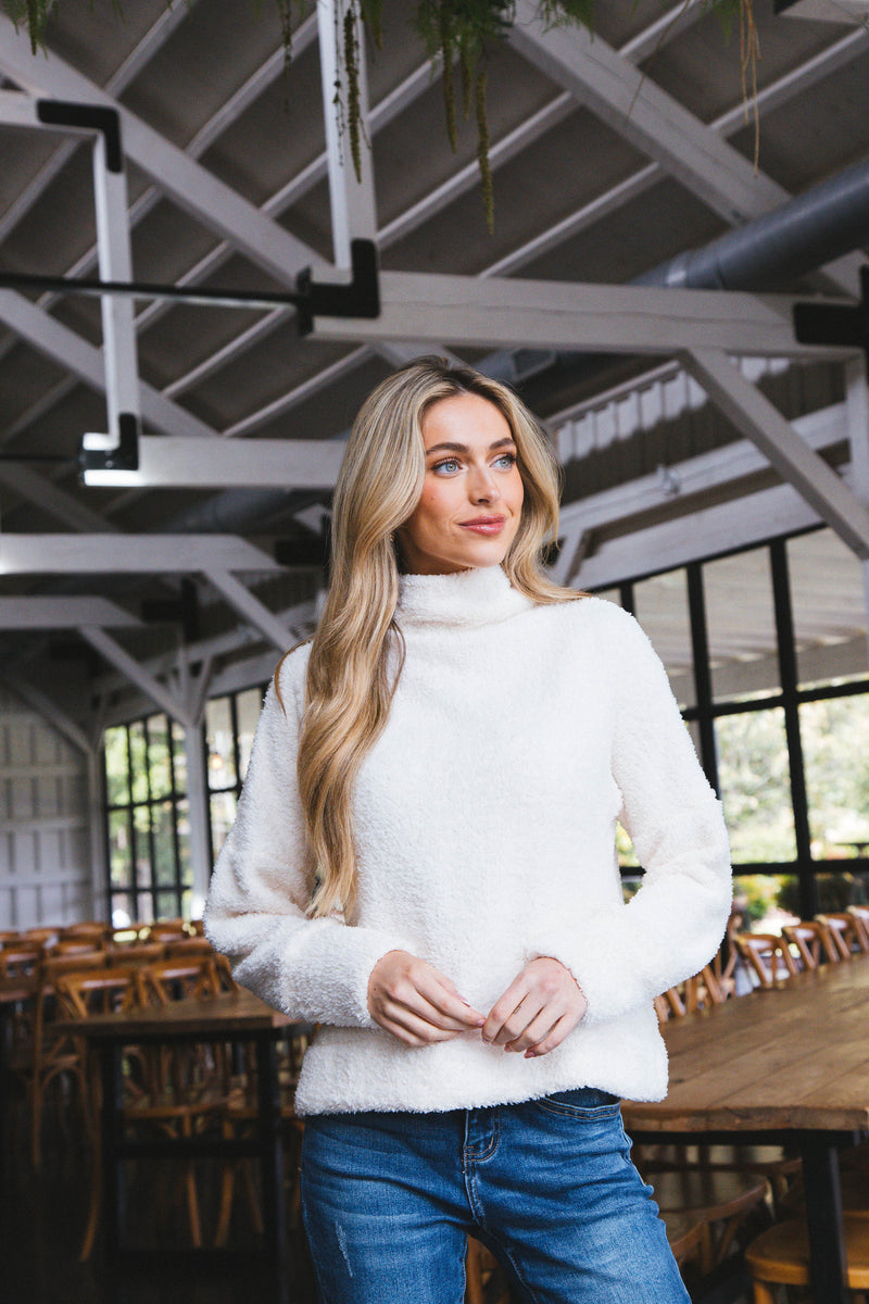 Ashlynn Fuzzy Solid Knit Top, Cream