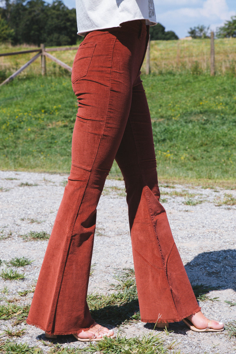 Brooks Corduroy Flare Pants, Redwood