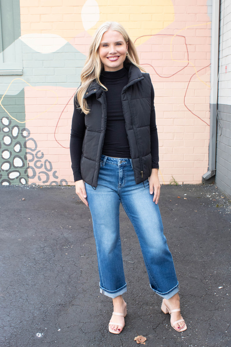 Eleanor Turtle Neck Top, Black