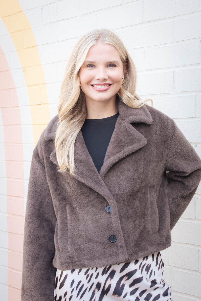 Colette Fur Jacket, Choco Chip | Sanctuary