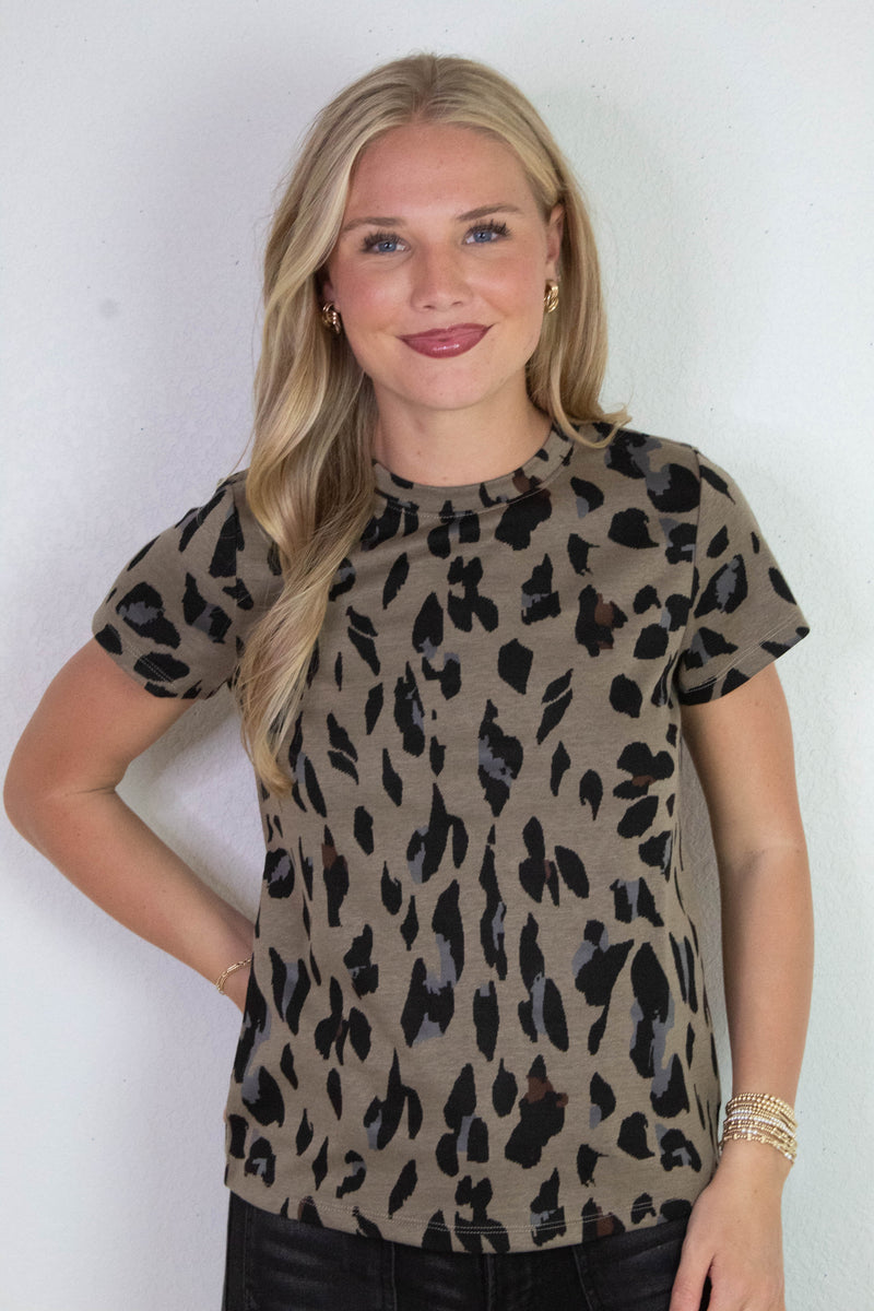 Double Knit Perfect Tee, Winter Leopard | Sanctuary