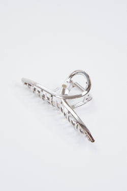 Maleah Metal Claw Clip, Shiny Silver