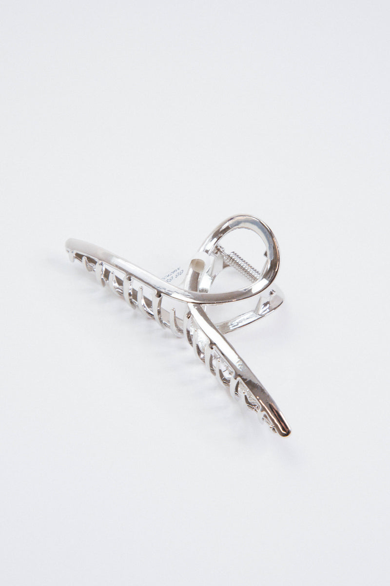 Maleah Metal Claw Clip, Shiny Silver