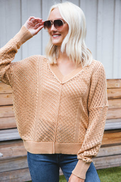 Chris Crochet Sweater, Taupe