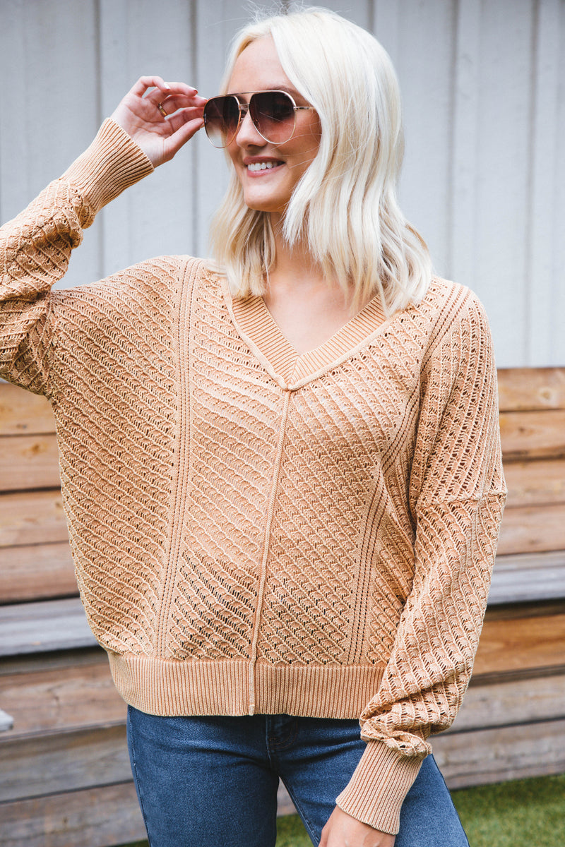 Chris Crochet Sweater, Taupe