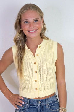Eliza Button Down Sweater Vest, Butter