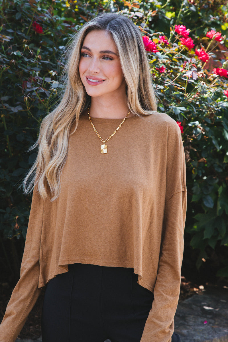 Rain Check Oversized Tee, Pale Brown