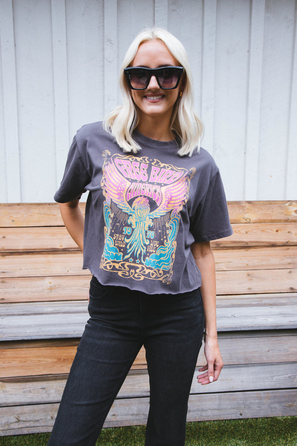 Free Bird America Cropped Tee, Ink