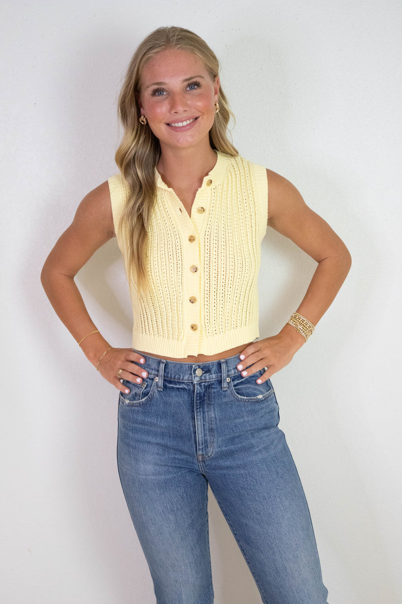 Eliza Button Down Sweater Vest, Butter