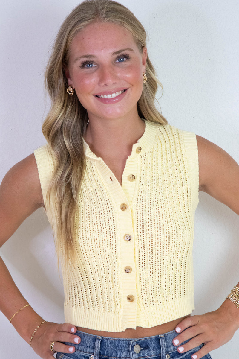 Eliza Button Down Sweater Vest, Butter
