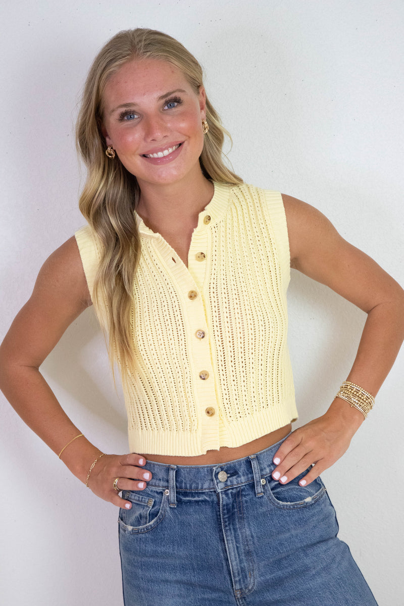 Eliza Button Down Sweater Vest, Butter