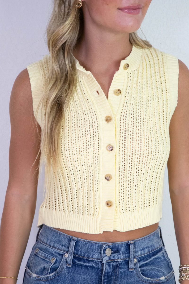 Eliza Button Down Sweater Vest, Butter