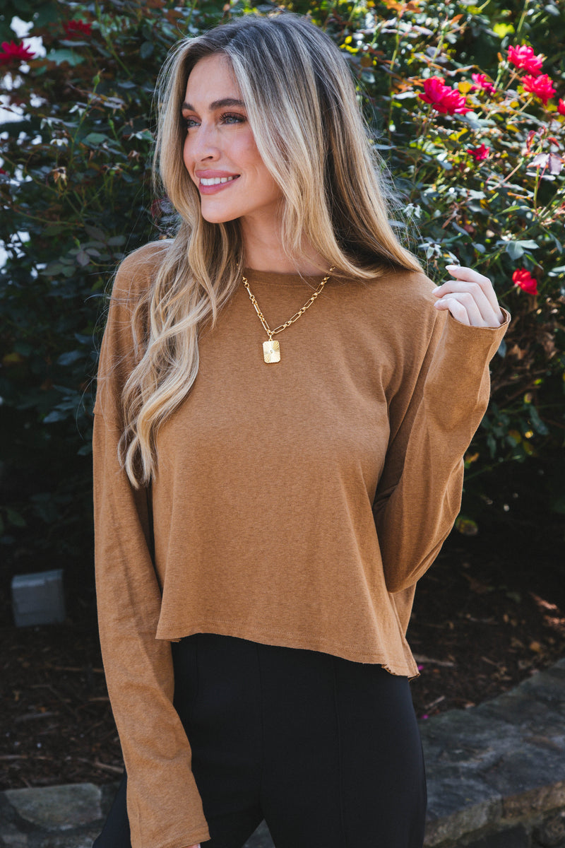 Rain Check Oversized Tee, Pale Brown