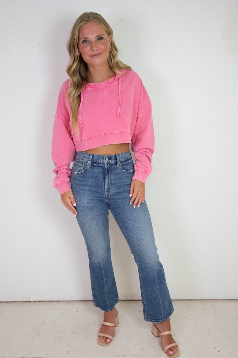 Blaire Mineral Wash Pullover Hoodie, Pink
