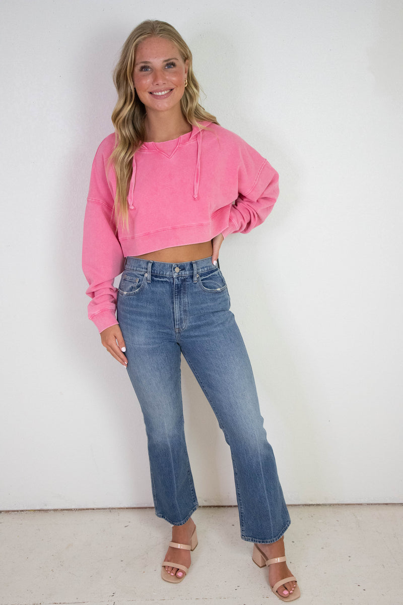 Blaire Mineral Wash Pullover Hoodie, Pink