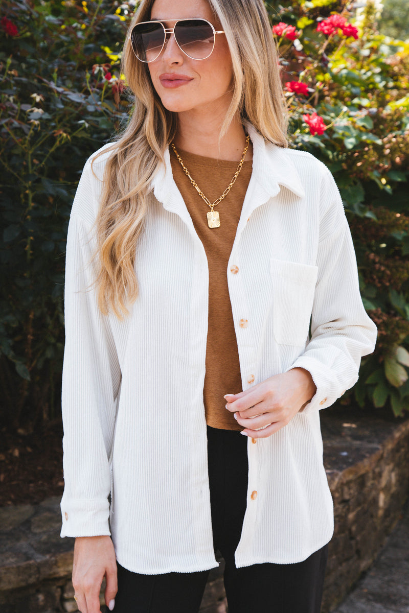 Cooling Off Corduroy Shirt, Off White