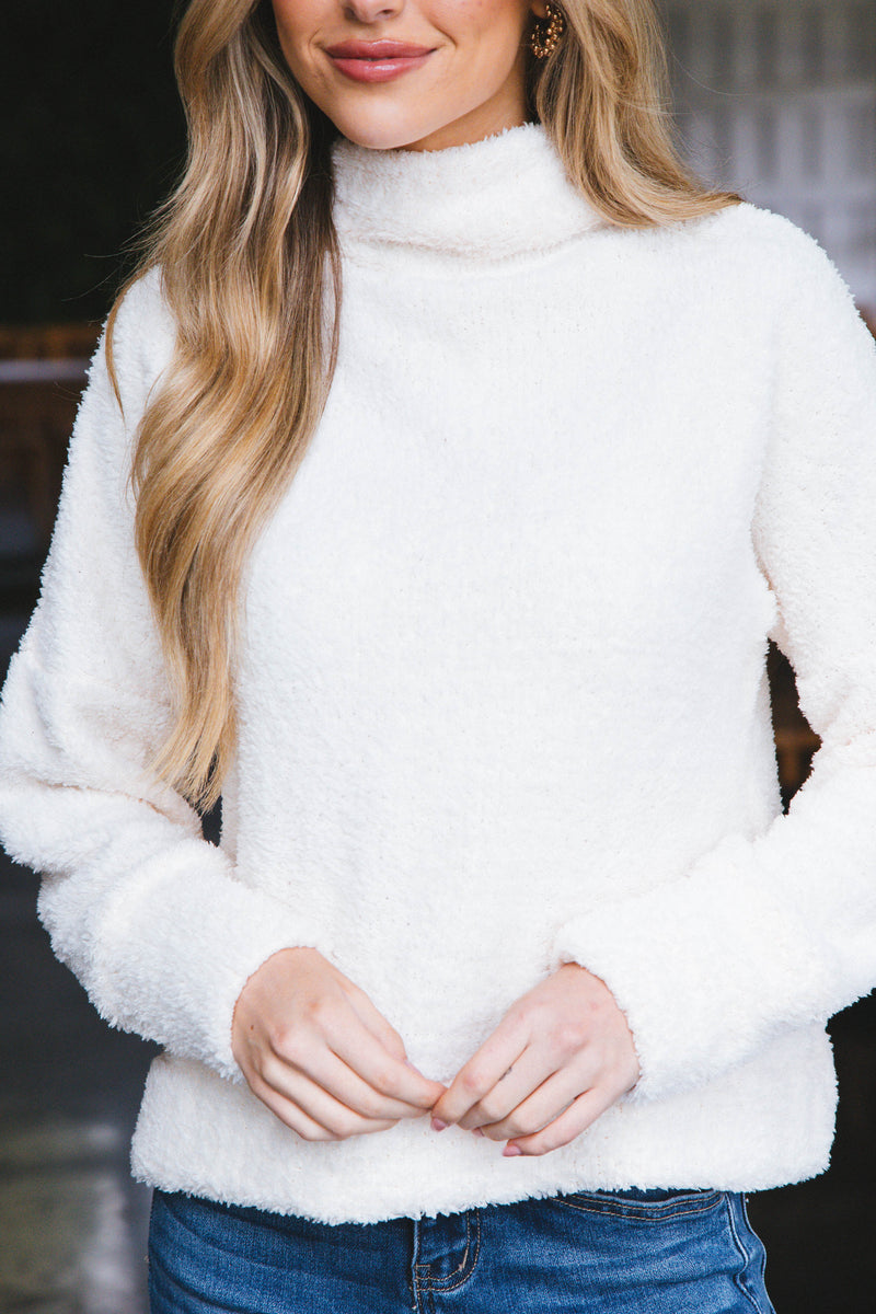 Ashlynn Fuzzy Solid Knit Top, Cream