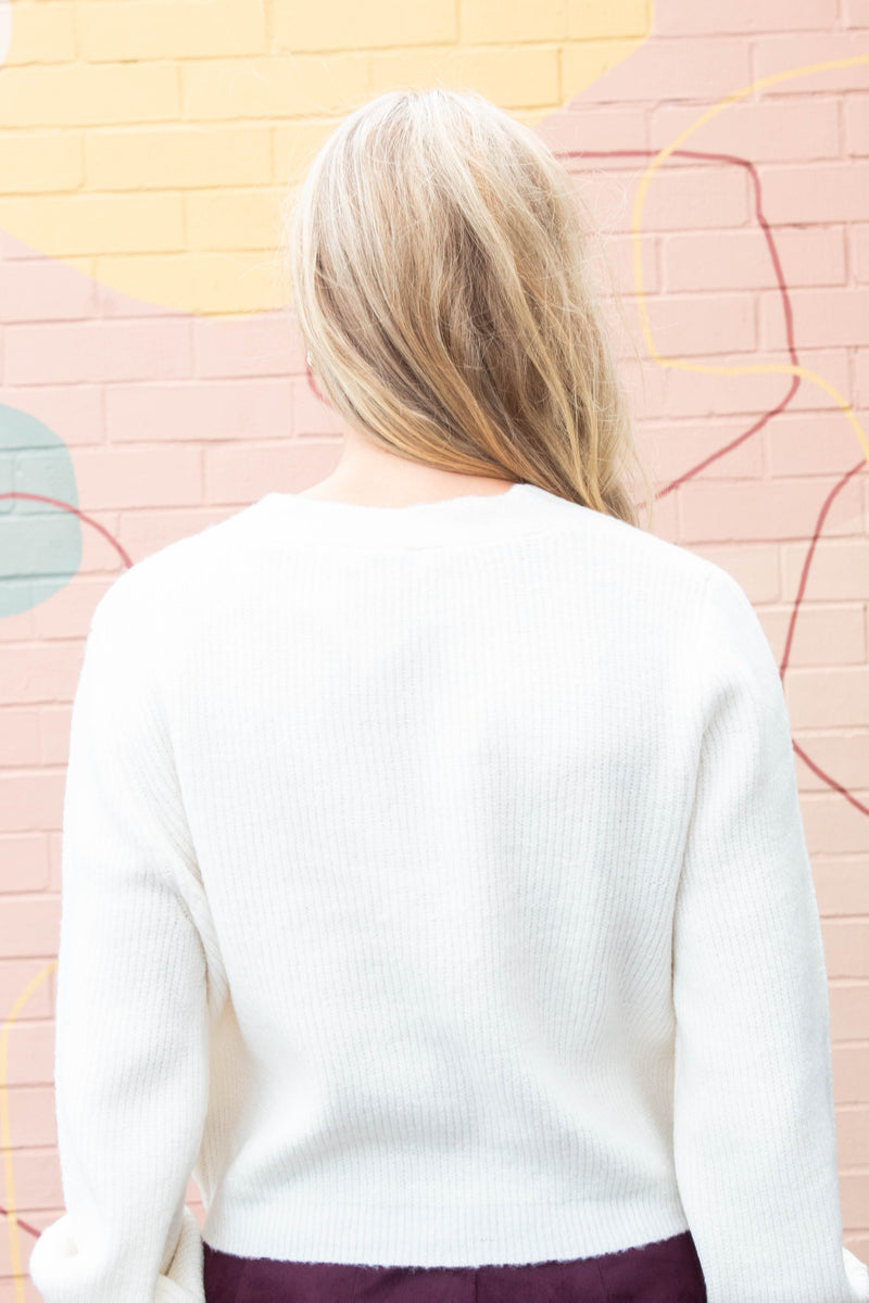 Marie Sparkly Bow Cardigan, Cream