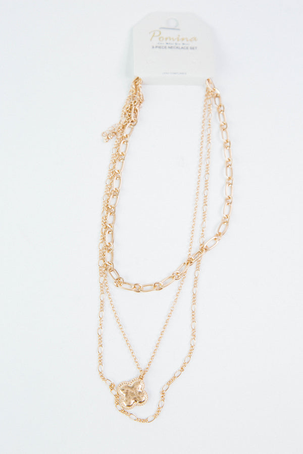 Talia Clover Layered Necklace, Gold