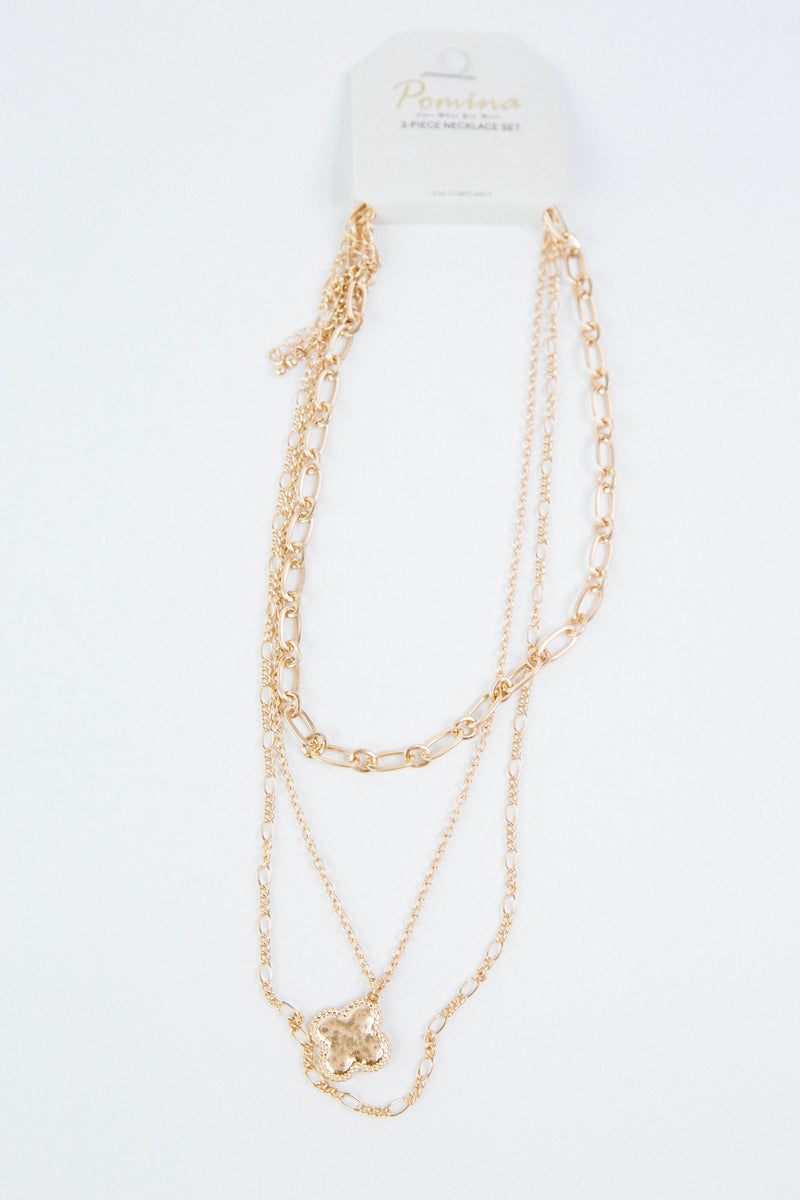 Talia Clover Layered Necklace, Gold