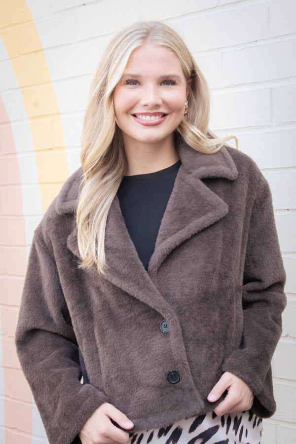 Colette Fur Jacket, Choco Chip | Sanctuary