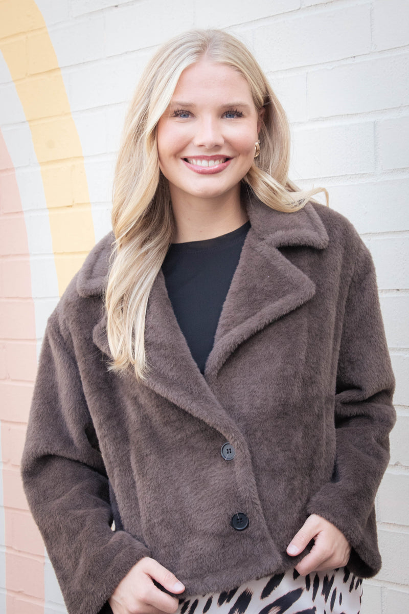 Colette Fur Jacket, Choco Chip | Sanctuary