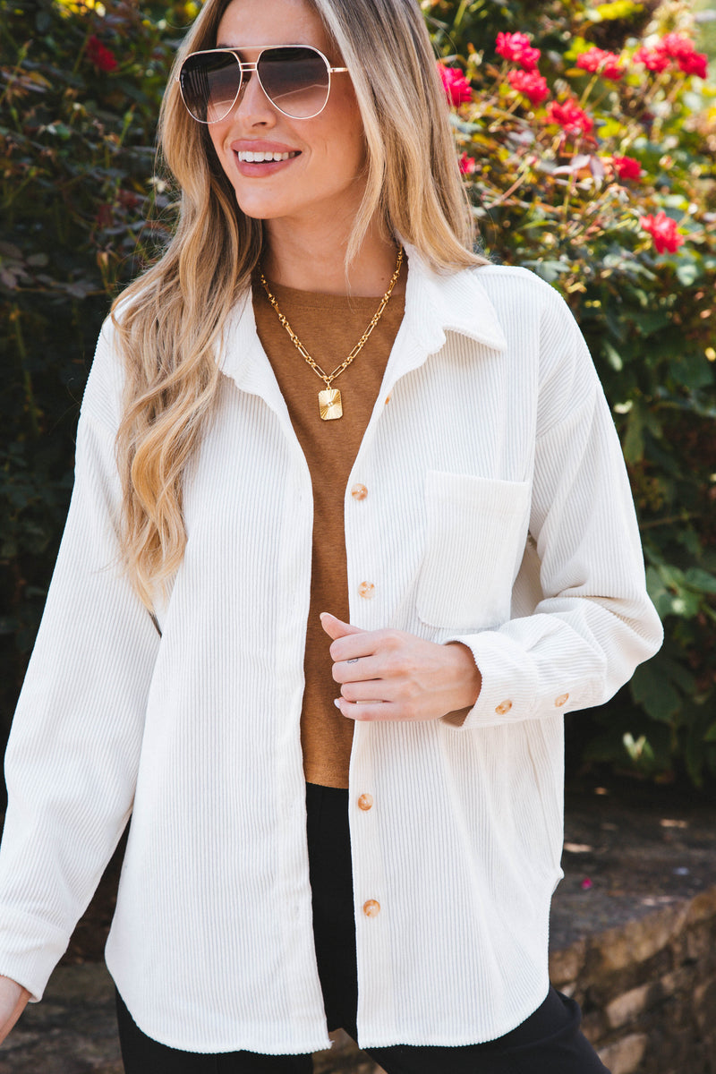 Cooling Off Corduroy Shirt, Off White