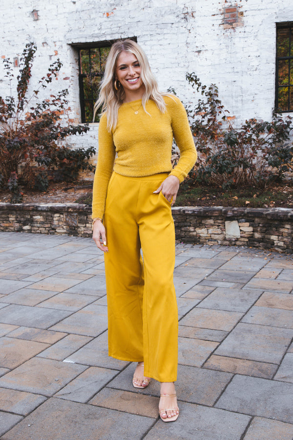 Carrey Wide Leg Pants, Chartreuse | Sadie & Sage