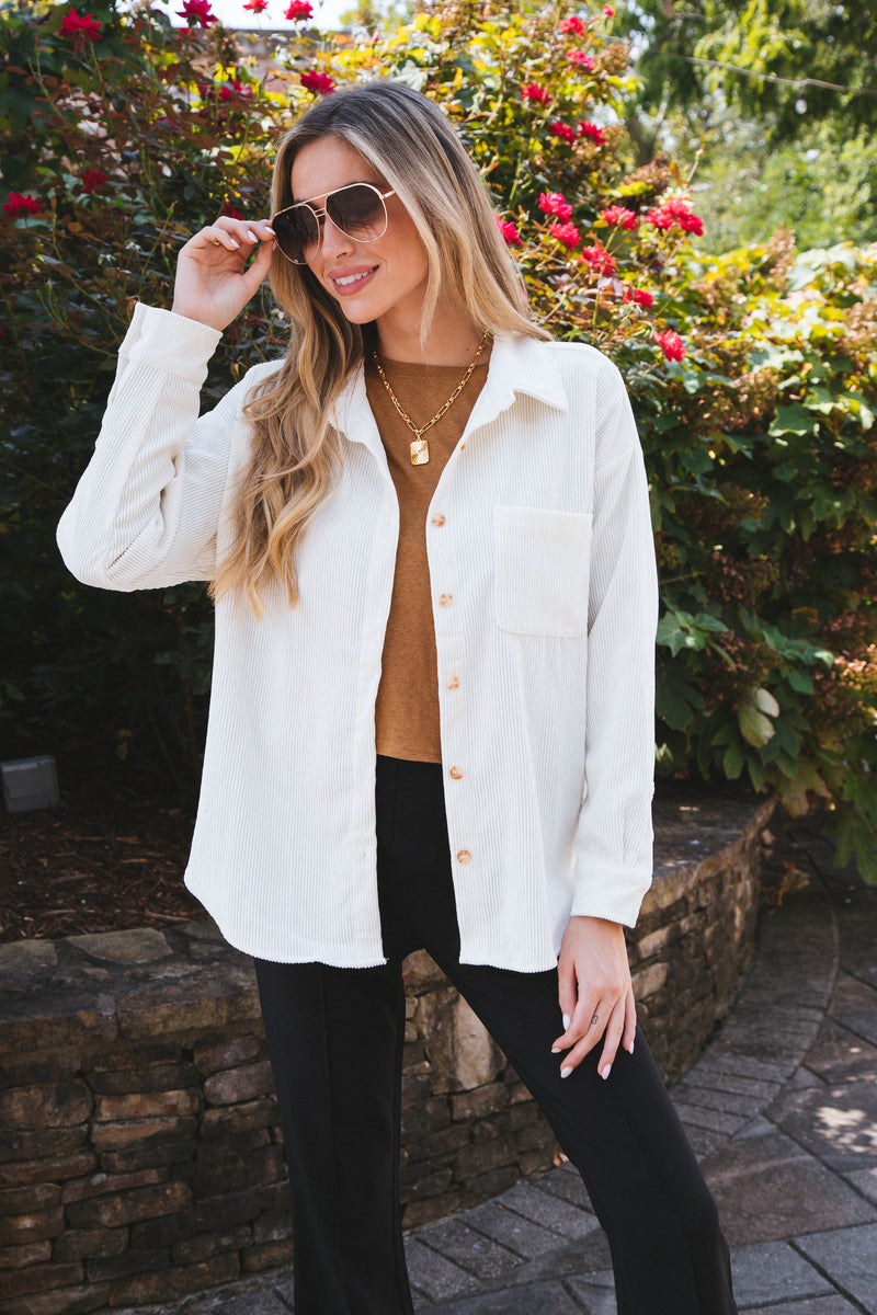 Cooling Off Corduroy Shirt, Off White