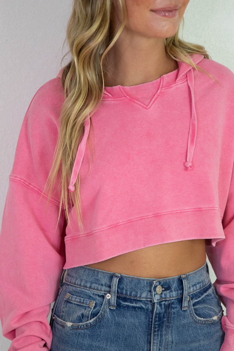 Blaire Mineral Wash Pullover Hoodie, Pink