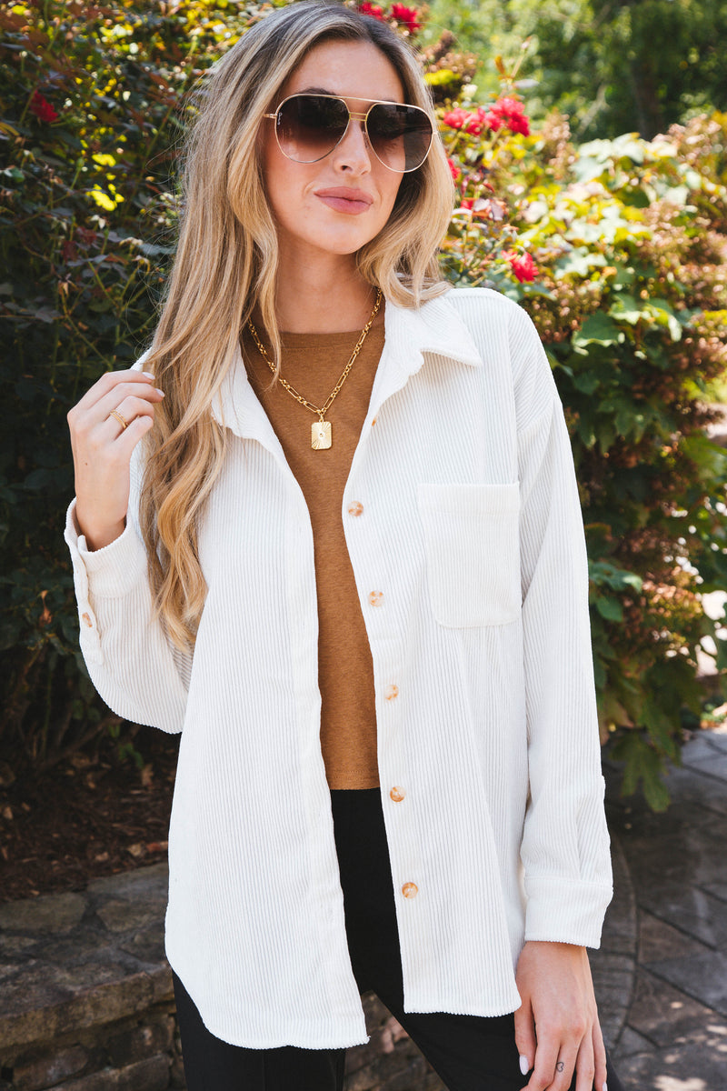 Cooling Off Corduroy Shirt, Off White