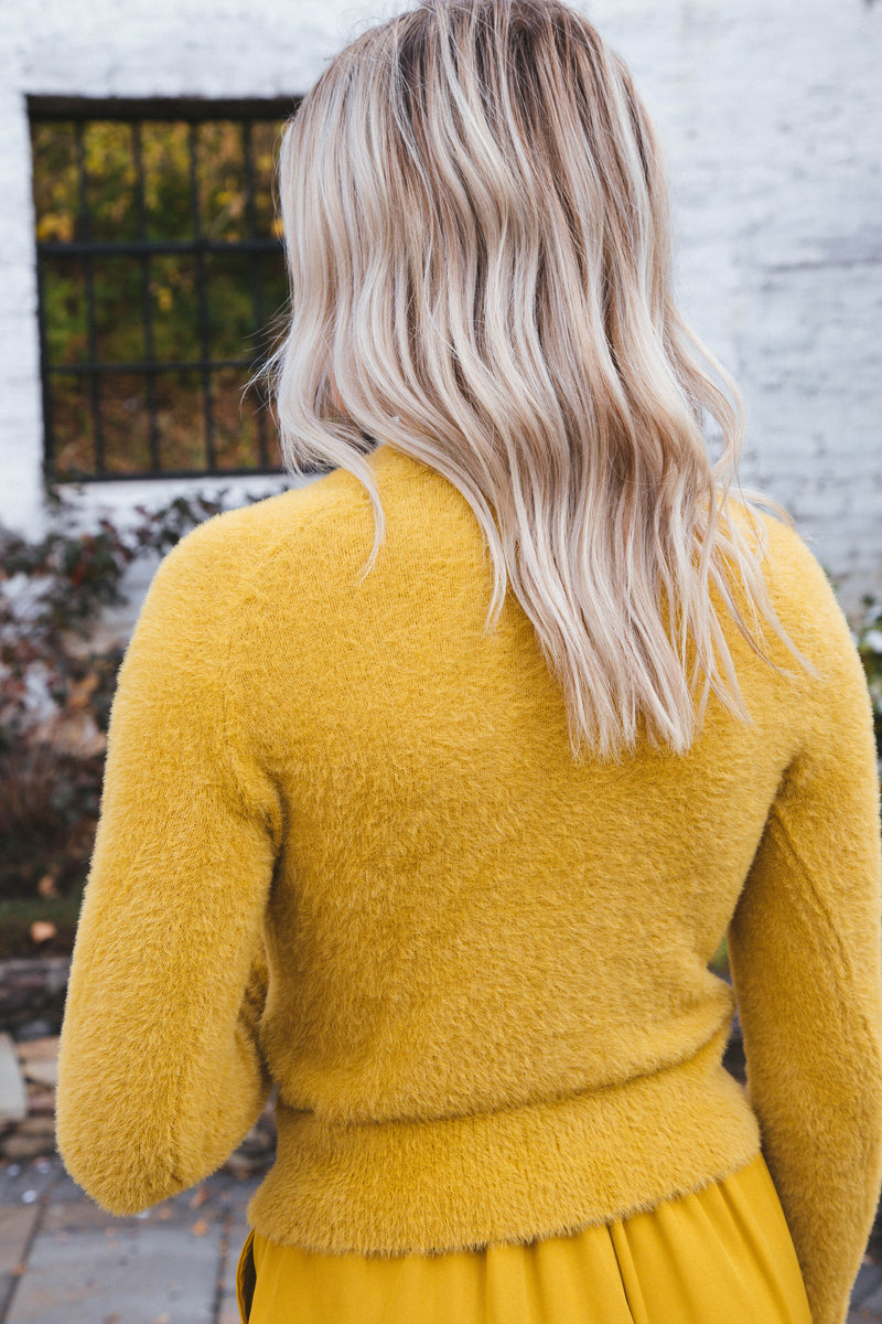 Ari Fuzzy Sweater, Golden | Sadie & Sage
