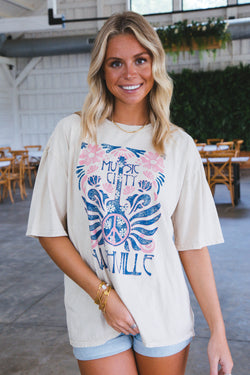 Music City Nashville Oversized Graphic Tee, Oatmeal