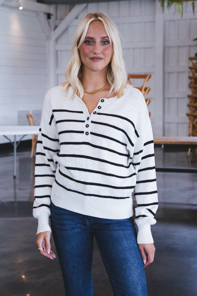Casual And Chill Sweater, Black Stripe | Sanctuary