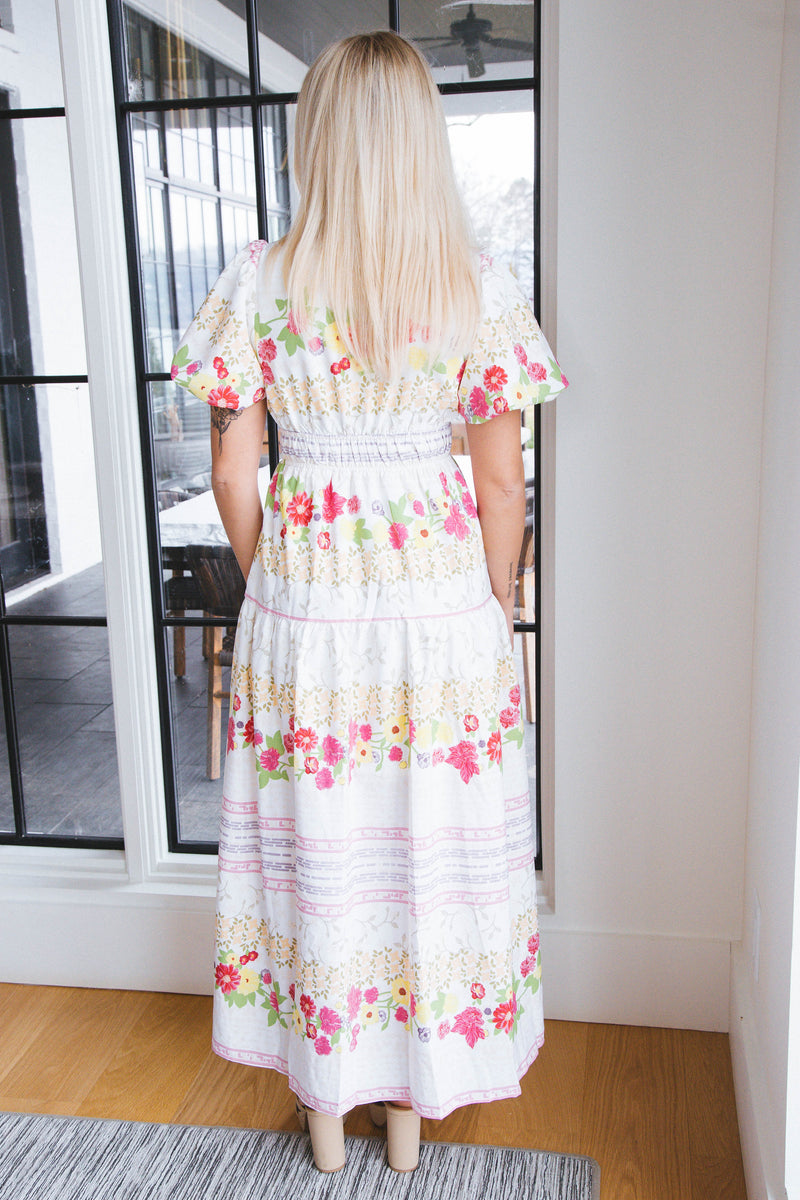 Abigail Bubble Sleeve Maxi Dress, Off White