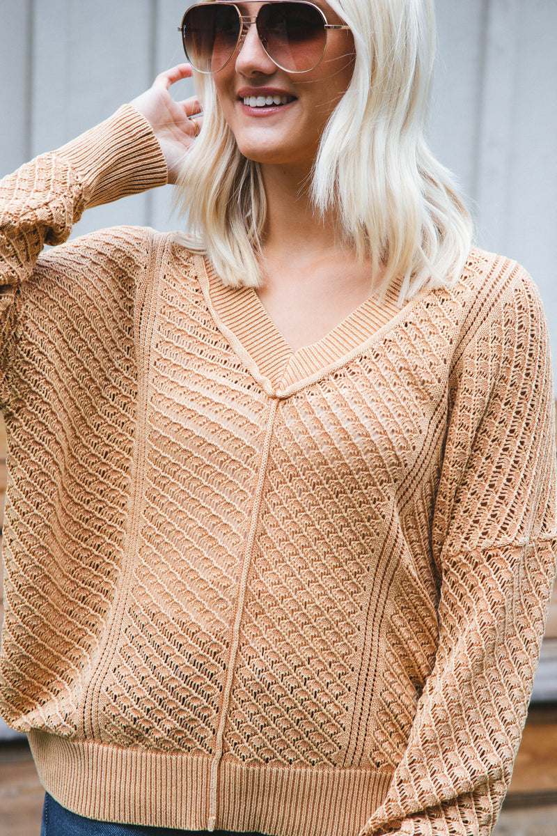Chris Crochet Sweater, Taupe