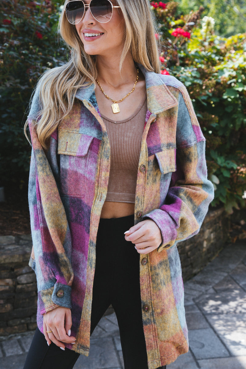 Aliye Oversized Shacket, Pink Combo