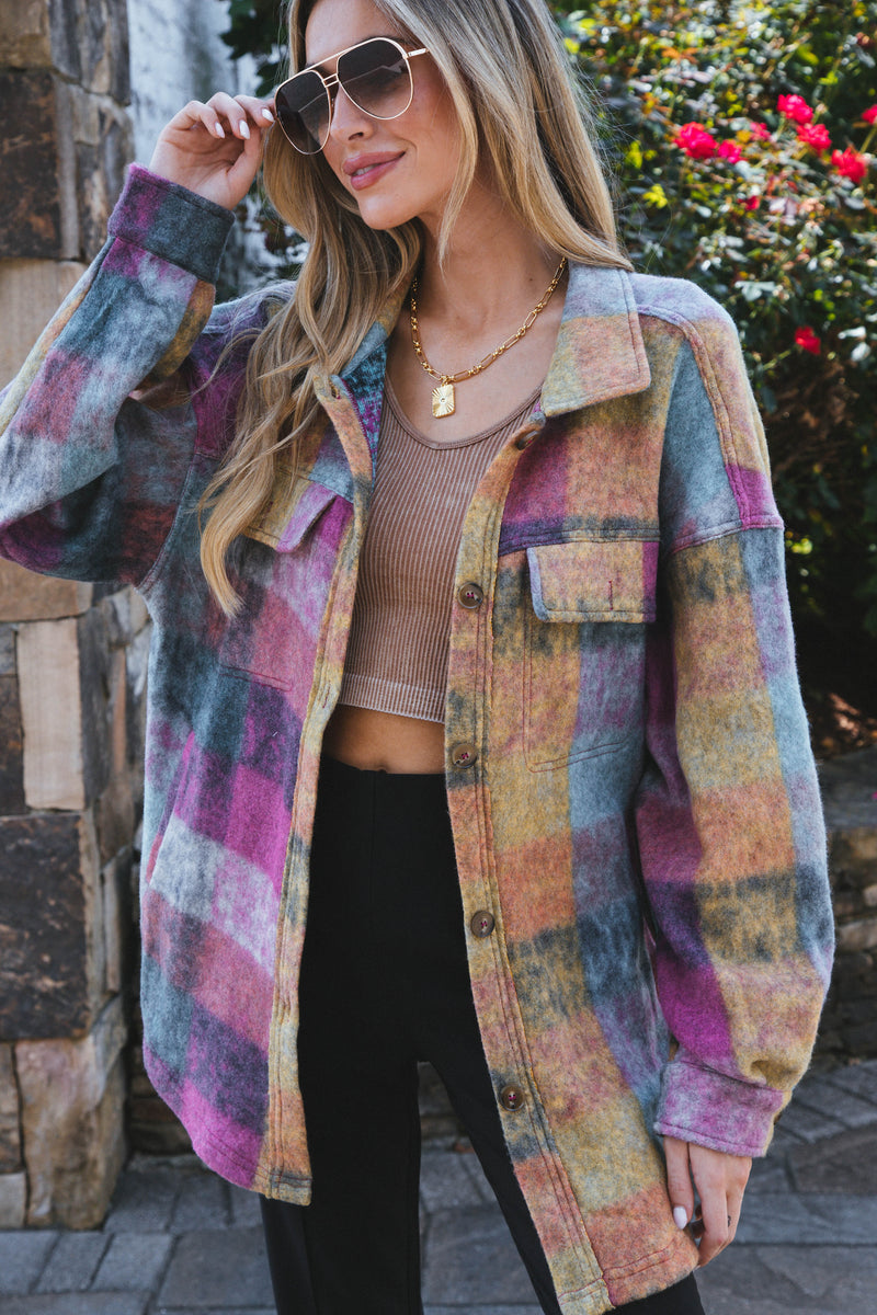 Aliye Oversized Shacket, Pink Combo