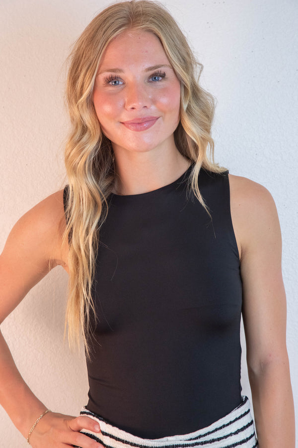 Andrea Double Lined Bodysuit, Black