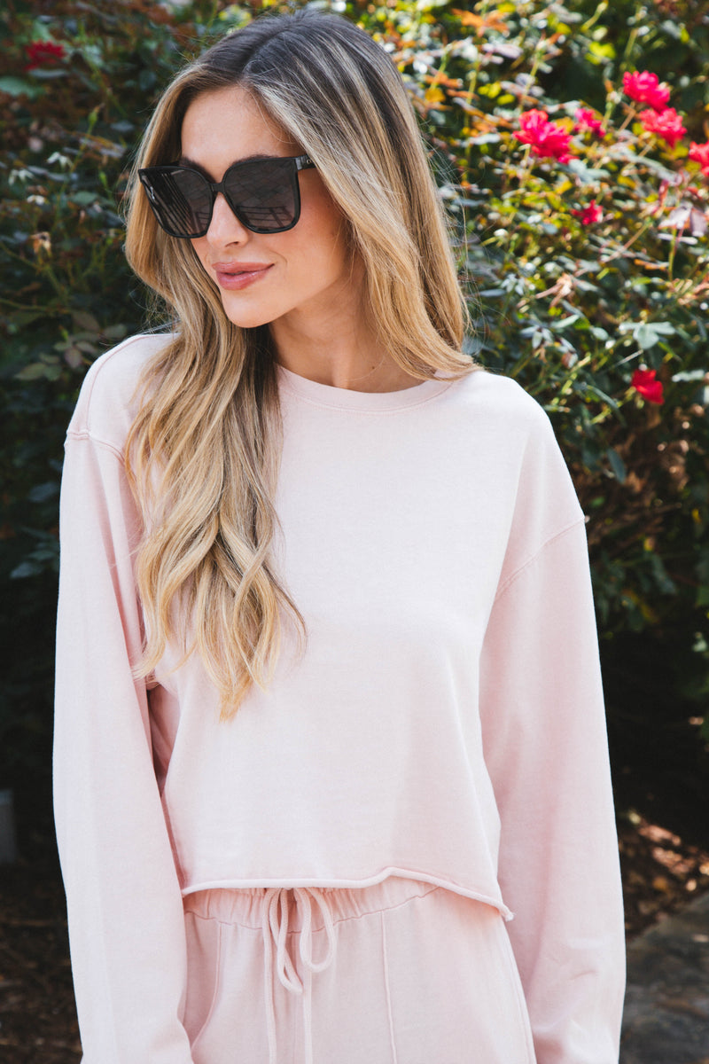 Burrow Cutoff Sweatshirt, Dusty Pink
