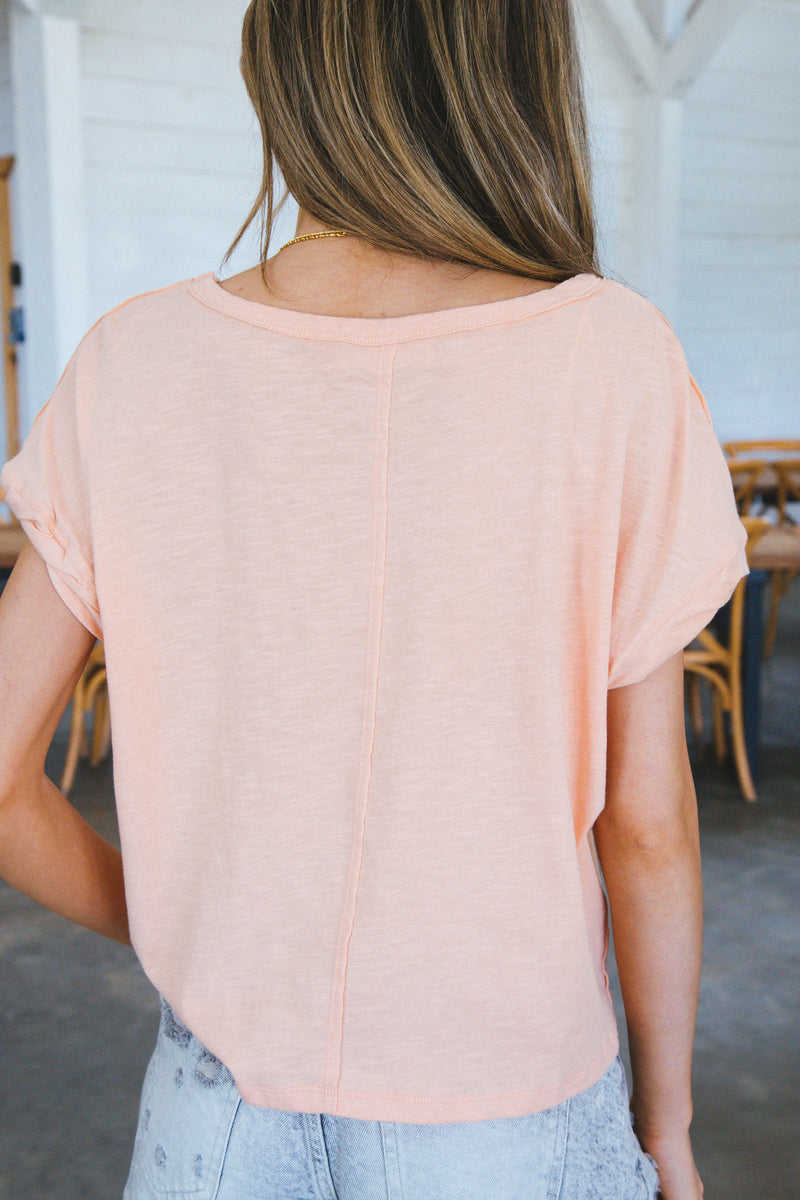 Micah Round Neck Tee, Tropical Peach
