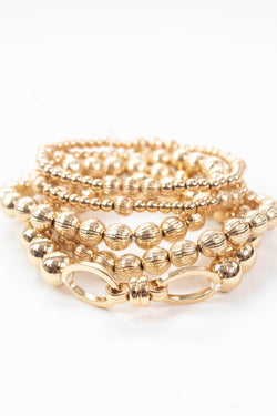 Lottie Textured Beaded Bracelets, Gold