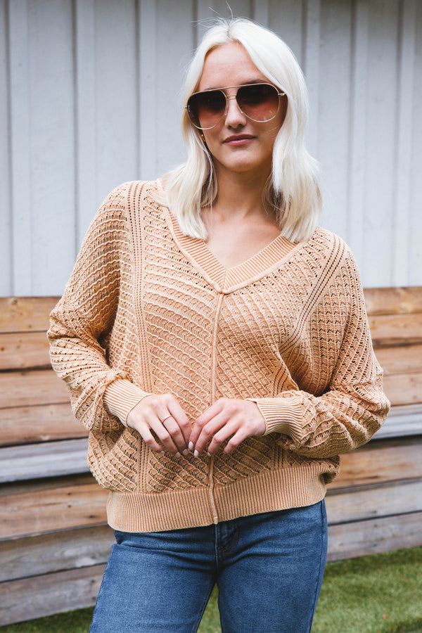 Chris Crochet Sweater, Taupe