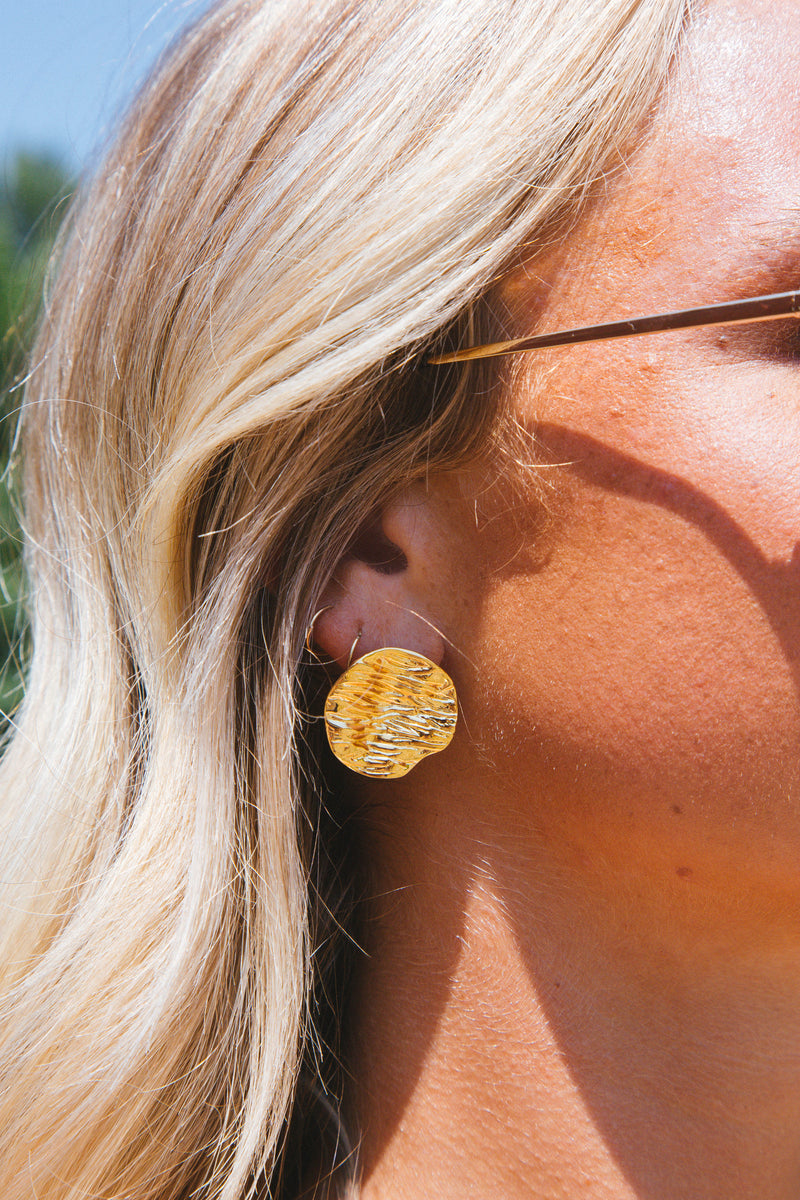 Hana Statement Stud Earrings, Gold | Sahira Jewelry