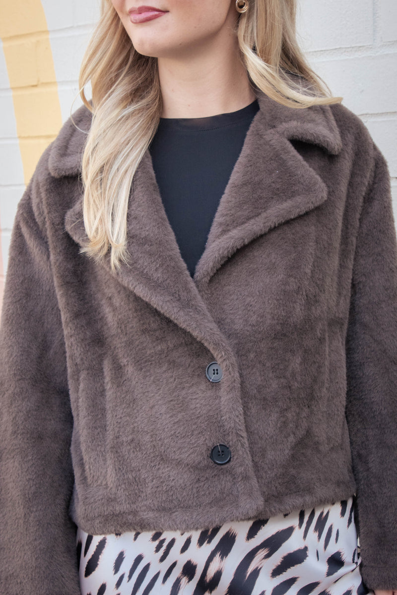 Colette Fur Jacket, Choco Chip | Sanctuary