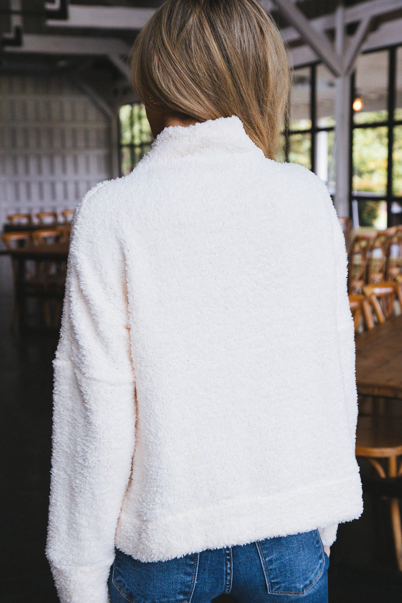 Ashlynn Fuzzy Solid Knit Top, Cream